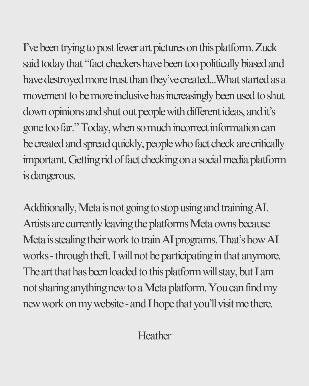 I've been trying to post fewer art pictures on this platform. Zuck said today that 